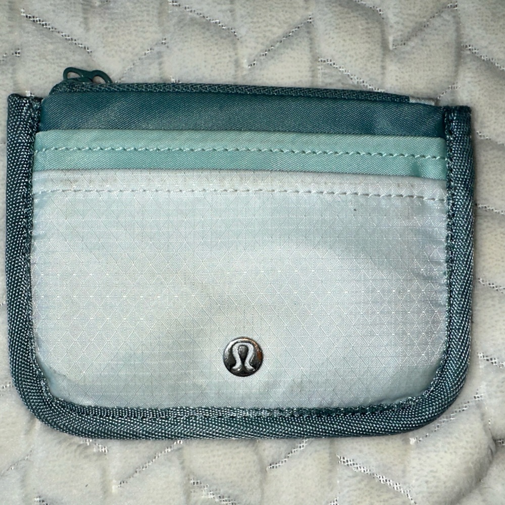 🍋🍋🍋 Lululemon True Identity Card Case Tide Water Teal Orange Zipper